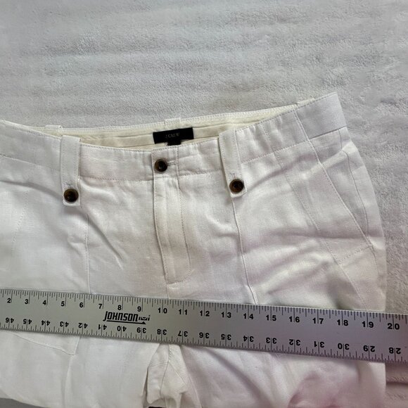 J. Crew Womens White Linen Straight Leg Casual Pants Size 8 Mid-Rise Lined - Picture 5 of 10